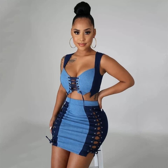 Skirts | Two Piece Denim Skirt Set 